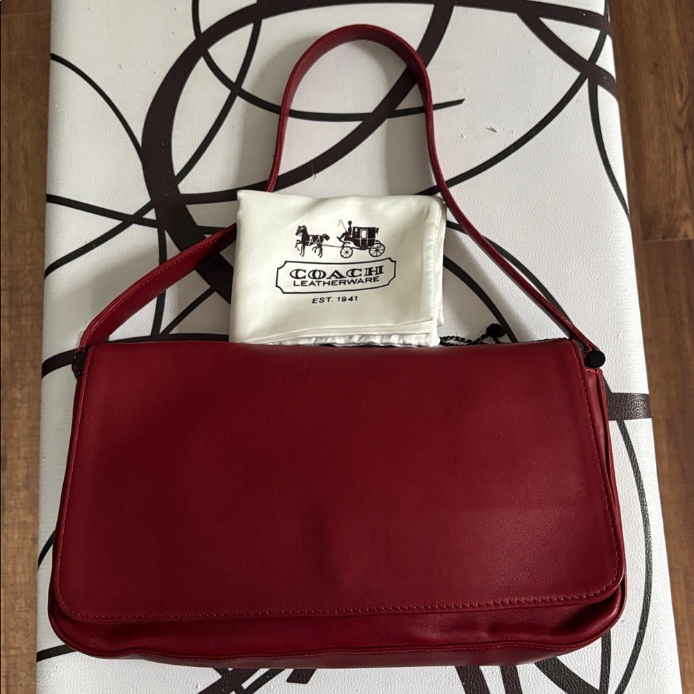 Coach Deep Red Leather Shoulder Bag